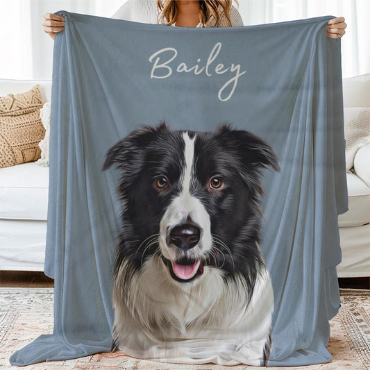 Custom Pet Blanket – Personalized with Pet Photos & Name