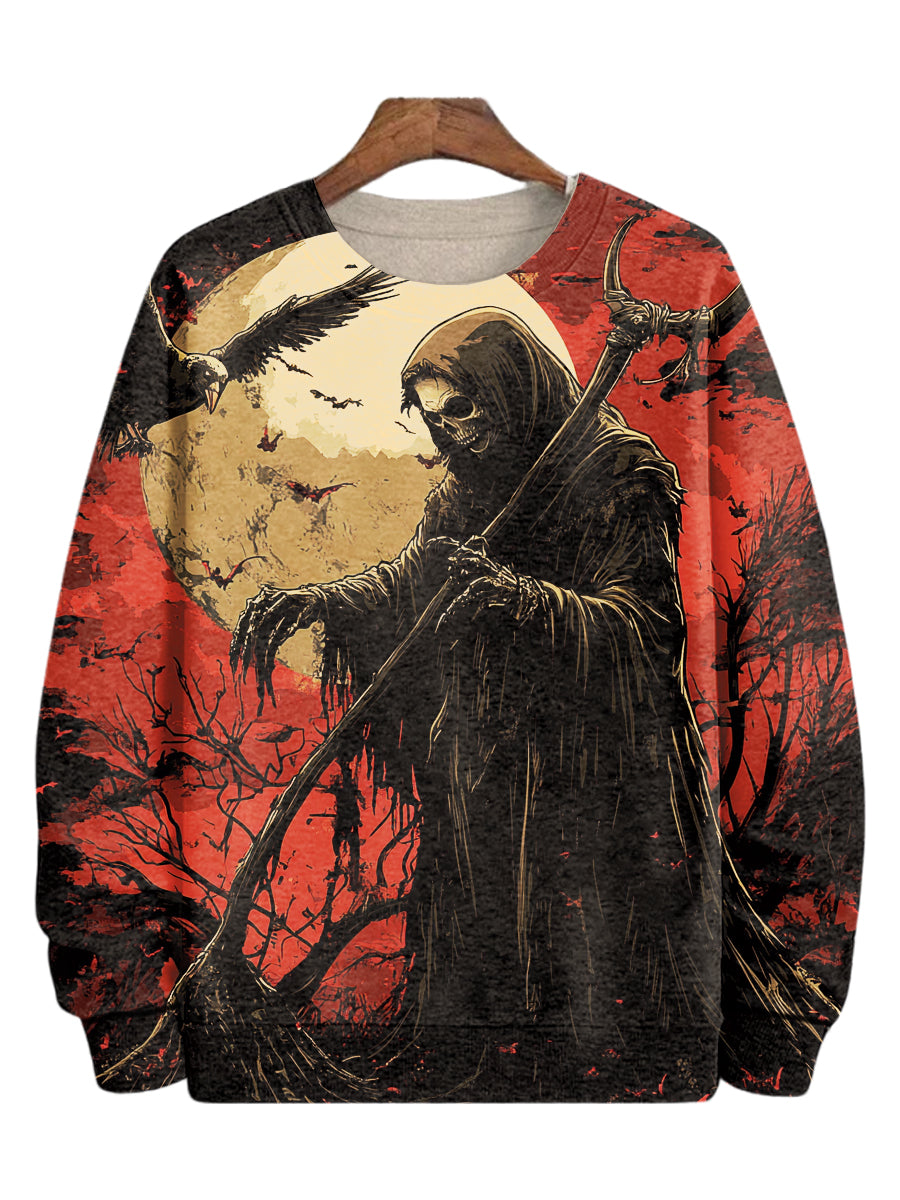 Horror Grim Reaper Raven Long Sleeve Sweatshirt