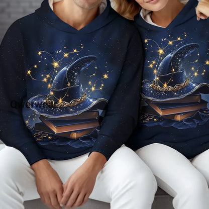 Magic Book Witch Art Print Unisex Casual Hooded Sweatshirt