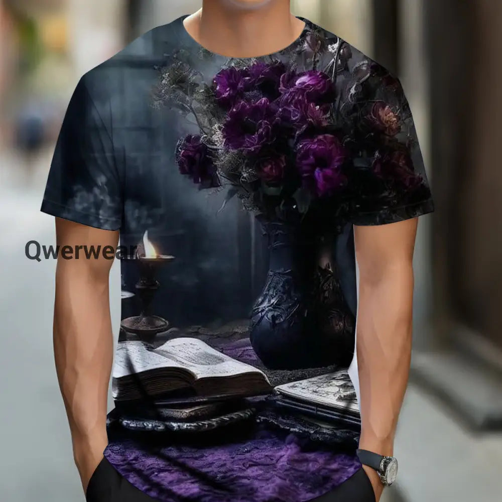 Magic Book Witch Art Print Unisex Round Neck Short Sleeve Casual T-Shirt