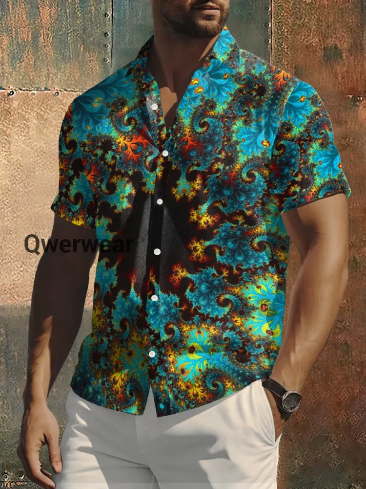 Men’s Abstract Bohemian Style Gradient Print Casual Shirt Colorful / S Mens shirts