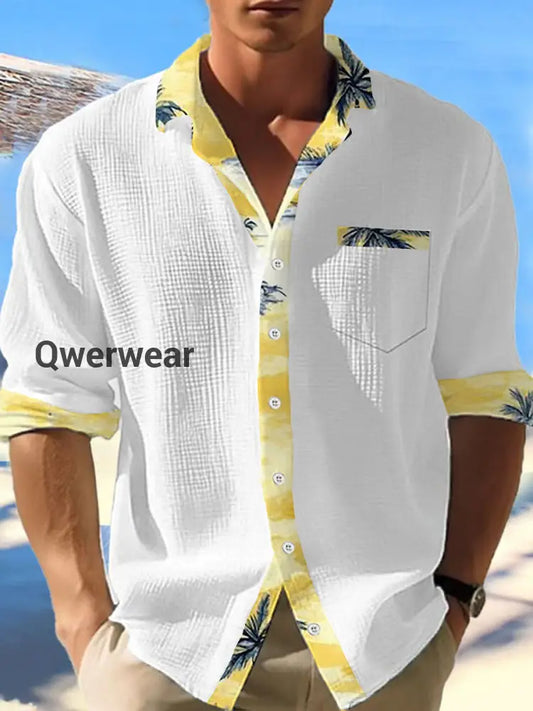 Men’s Beach Hawaiian Shirts White / S