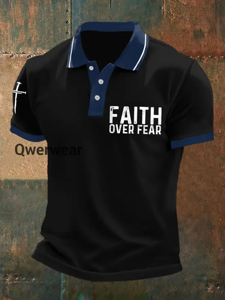 Men’s Faith Over Fear Cross Faith Casual Polo Black / S