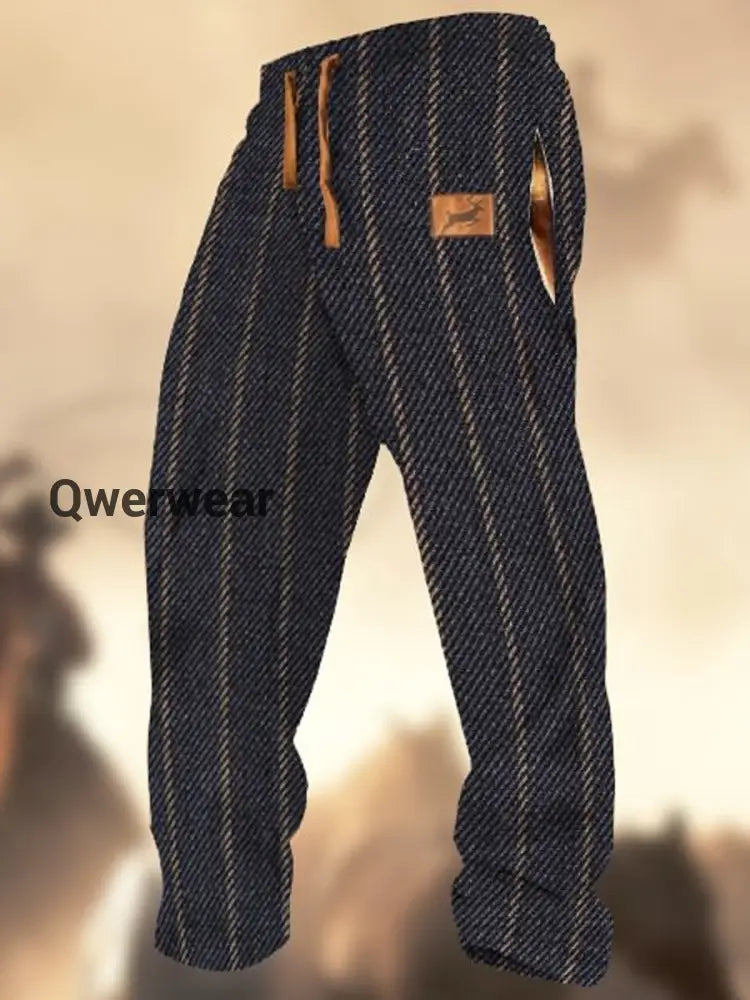 Men’s Fashion Art Print Drawstring Loose Pants A / S