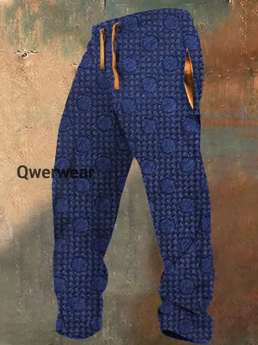 Men’s Fashion Art Print Drawstring Loose Pants A / S