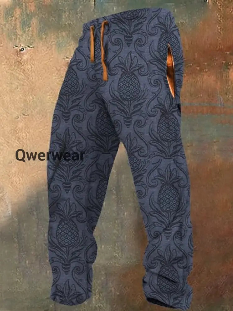 Men’s Fashion Art Print Drawstring Loose Pants A / S