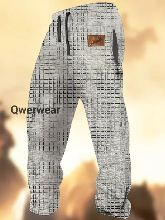 Men’s Fashion Art Print Drawstring Loose Sweatpants A / S