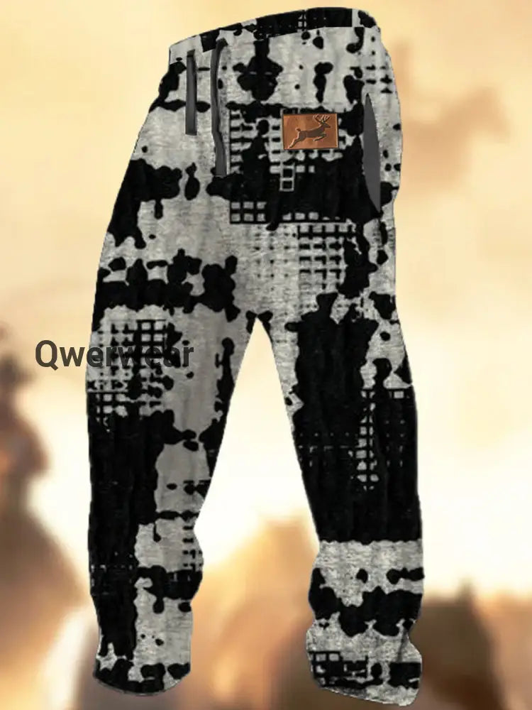 Men’s Fashion Art Print Drawstring Loose Sweatpants A / S