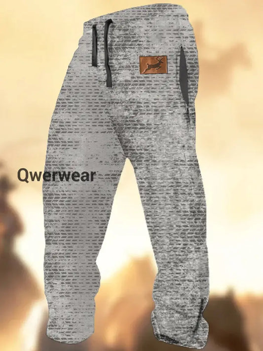 Men’s Fashion Art Printed Sports Loose Drawstring Trousers A / S