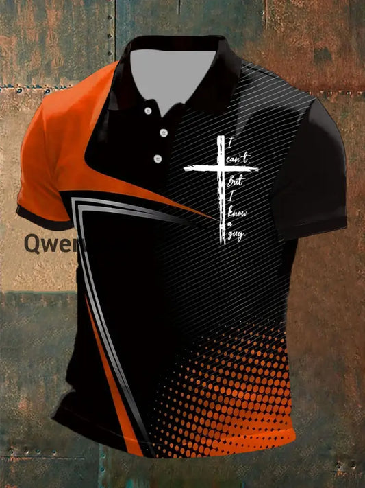 Men’s I Can’t But I Know A Guy Printed Polo Shirt Orange / S