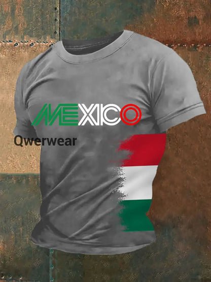 Men’s Mexico Falg Print Casual Tee Light Gray / S