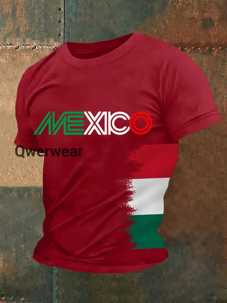 Men’s Mexico Falg Print Casual Tee Red / S