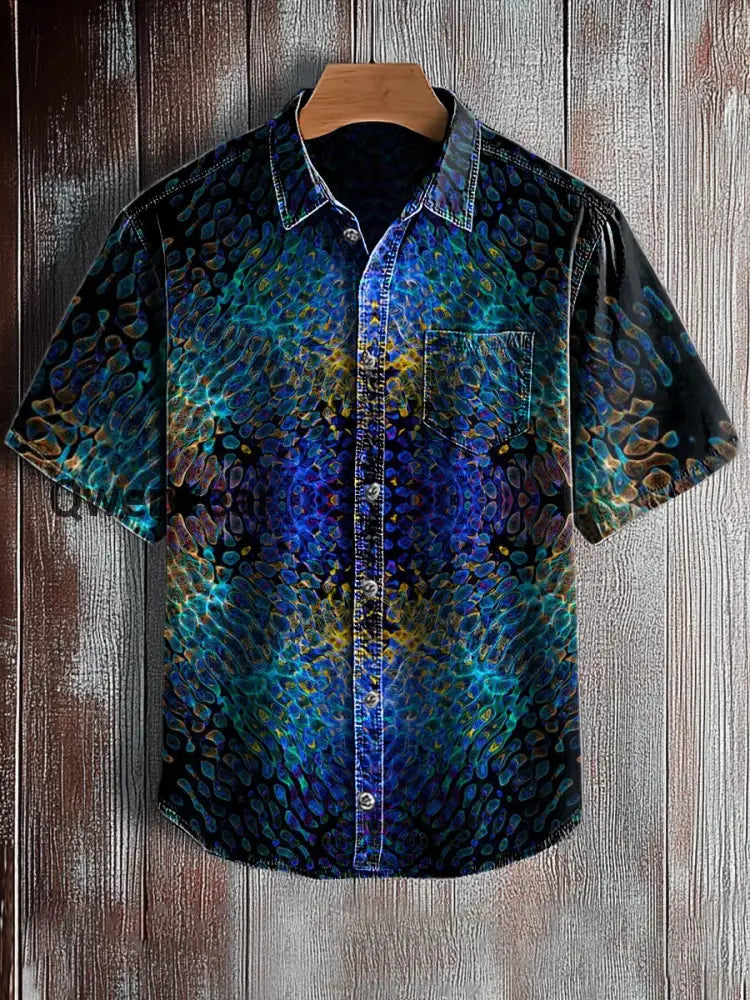 Men’s Retro Abstract Art Print Short Sleeve Pocket Shirt A / S Mens shirts
