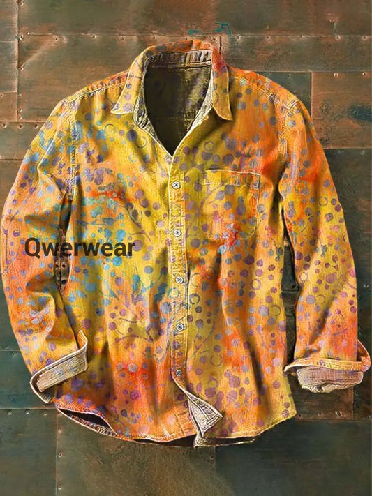 Mens Vintage Floral Print Casual Long Sleeve Shirt As picture / S Mens shirts