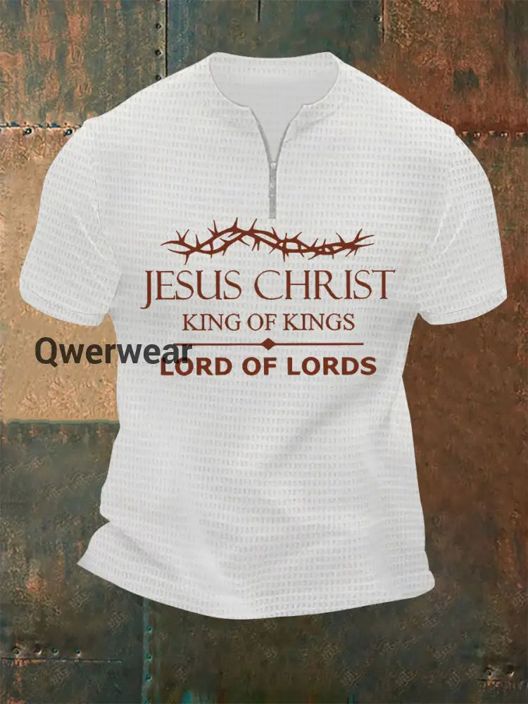 Men’s Yeshua Printed Zip-Up T-Shirt White / S