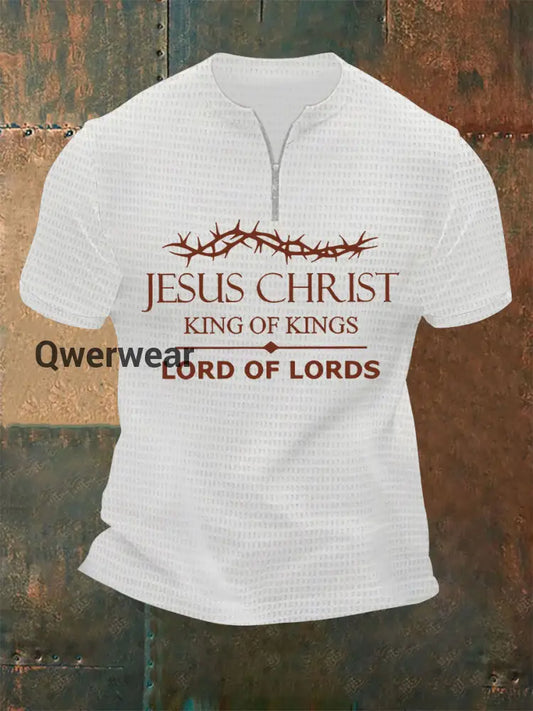 Men’s Yeshua Printed Zip-Up T-Shirt White / S