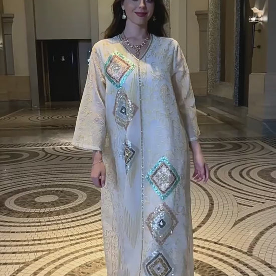 Muslim Mesh Embroidered Robe - Celestial Radiance