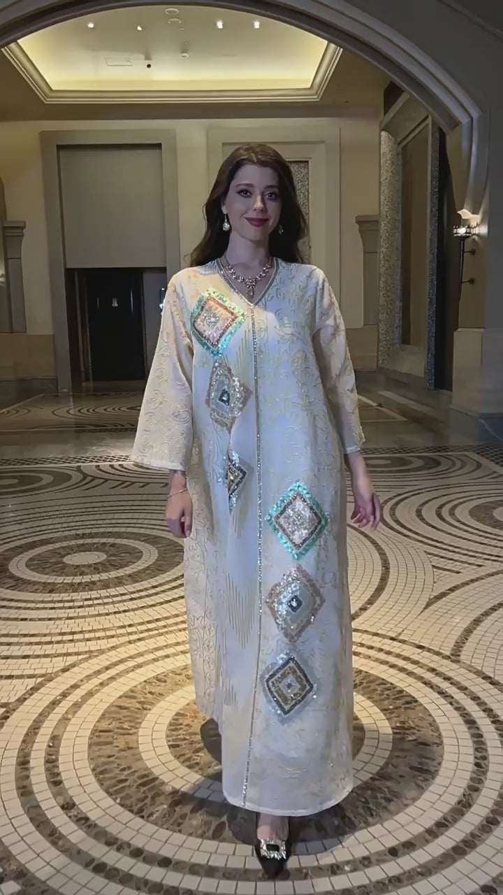 Muslim Mesh Embroidered Robe - Celestial Radiance