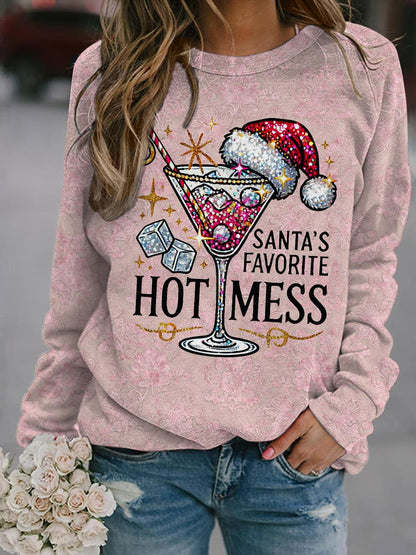 Santa's Favorite Hot Mess Vintage Print Top