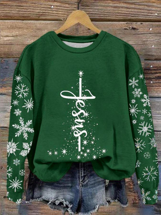 Women's Jesus Snowflake Print Top