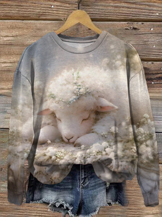 Women's Sleepy Deer Crew Neck Casual Sweatshirt