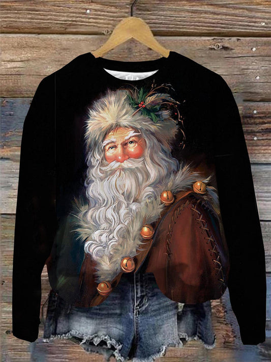 Santa Claus print Round Neck Long Sleeve Top