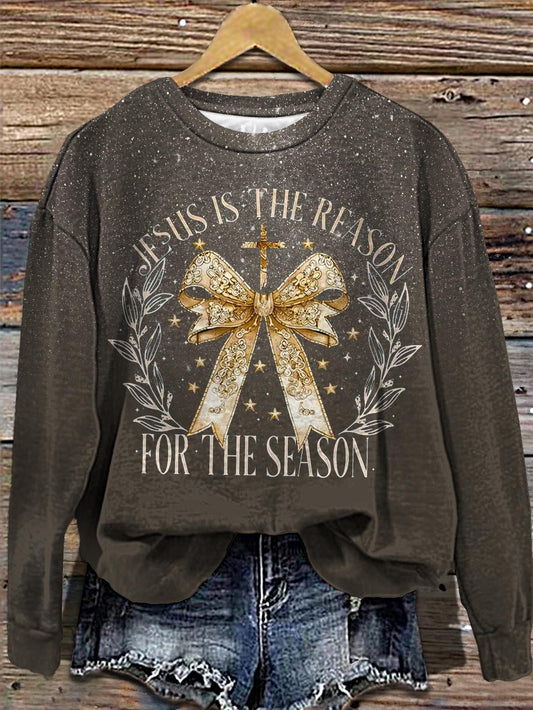 Jesus Is The Reason For The Season Crew Neck Casual Sweatshirt