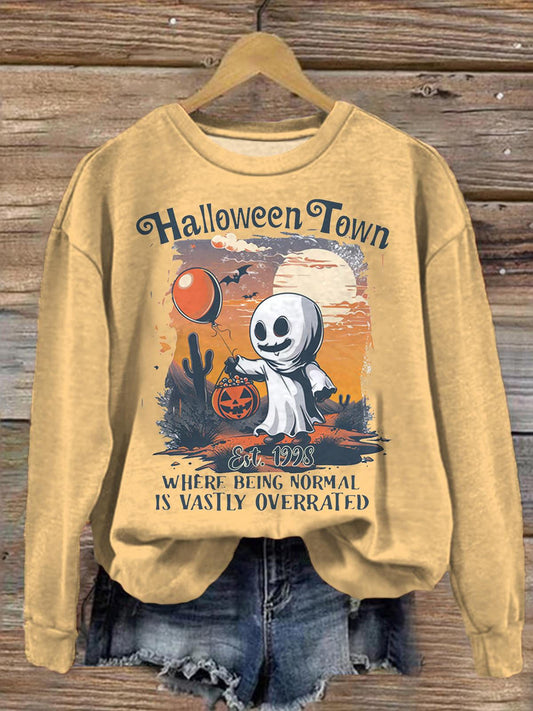 Women's Cute Spooky Round Neck Long Sleeve Top