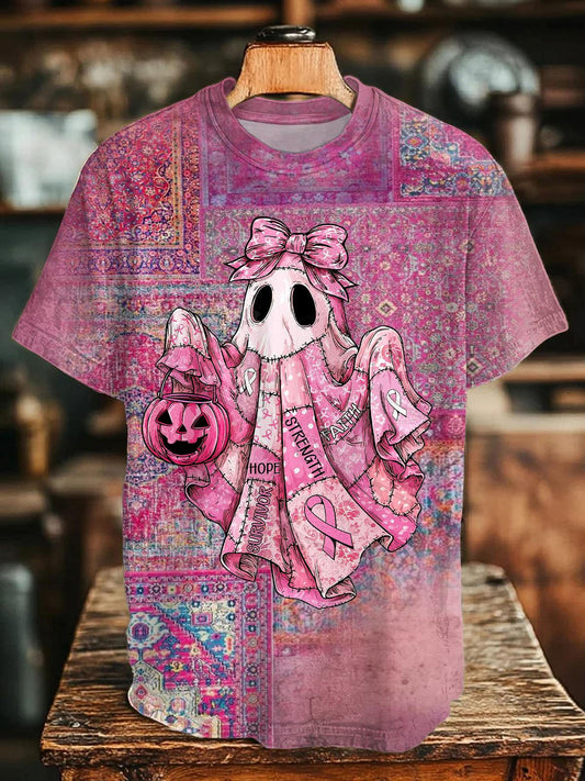 Breast Cancer Awareness Retro Crew Neck T-shirt