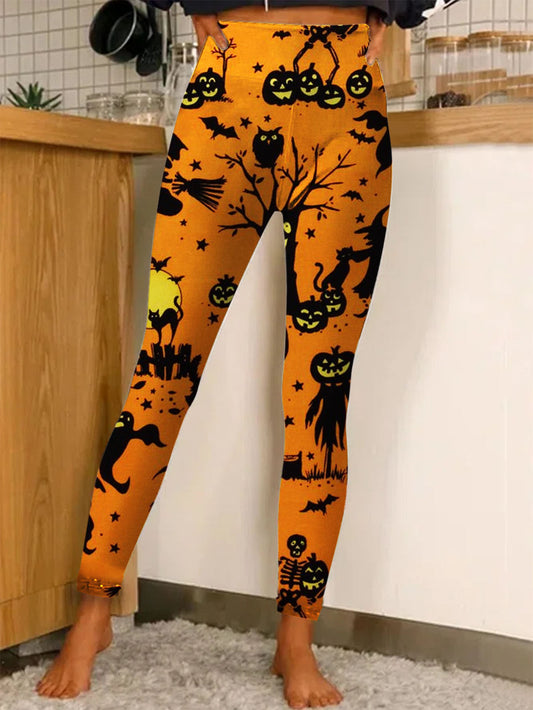 Women's Halloween Witch Print Stretch Leggings