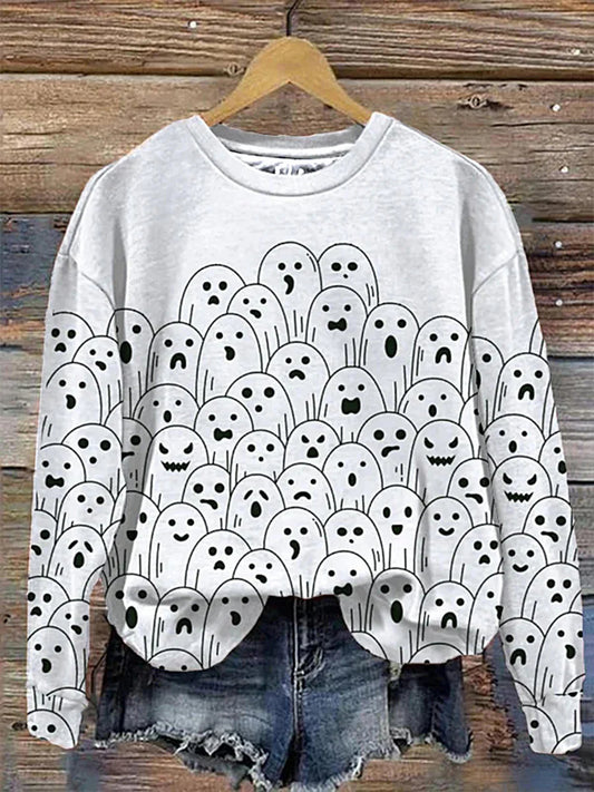 Ghost Art Illustration Casual Long Sleeve Sweatshirt