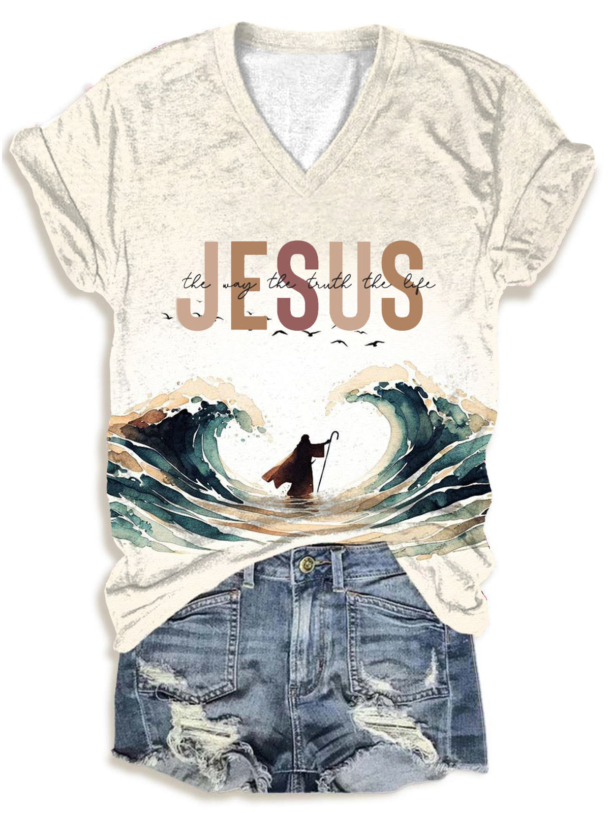 Women's Jesus The Way The Truth The Life V-Neck T-Shirt