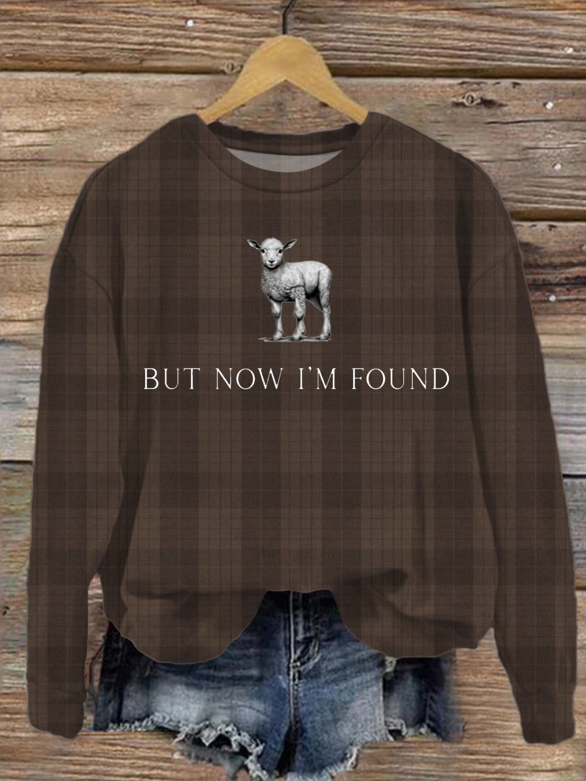 But Now I'm Found Christian Printed Long Sleeve Casual Top