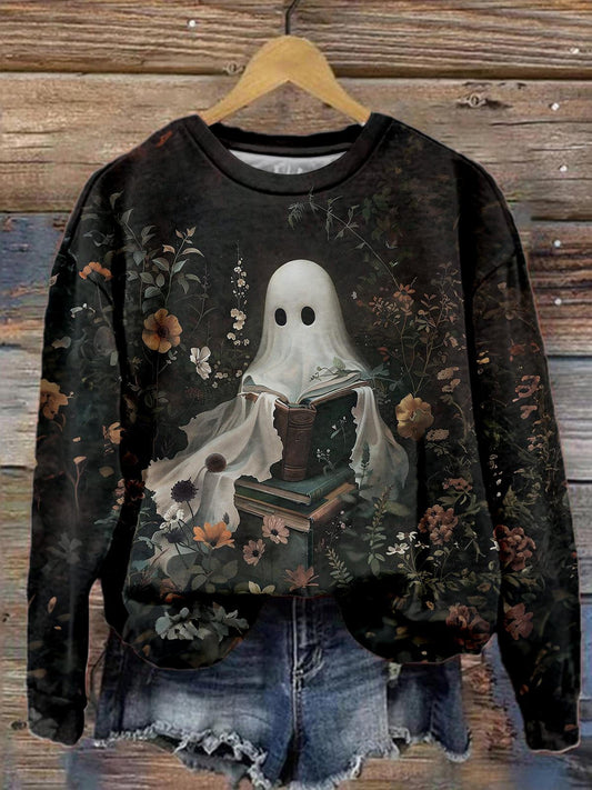 Cute Ghost Vintage Printed Long Sleeve Top