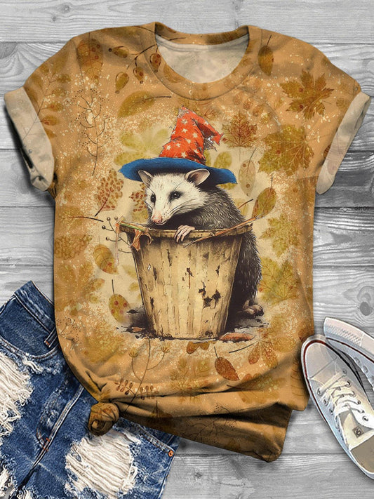 Women's Possum Vintage Print Casual T-Shirt