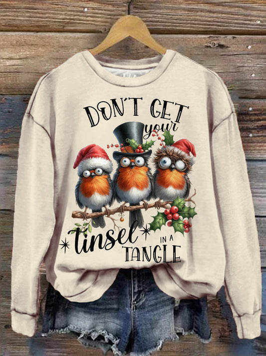 Don't Get Your Tinsel In A Tangle Print Long Sleeve Top