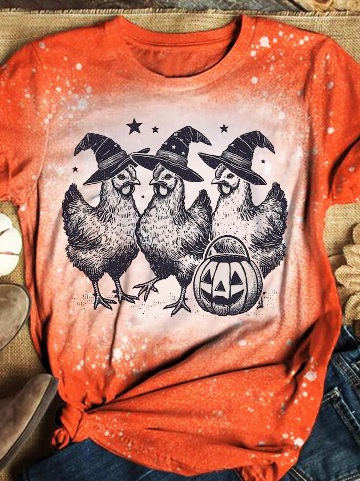 Chicken Funny Halloween Crew Neck T-shirt