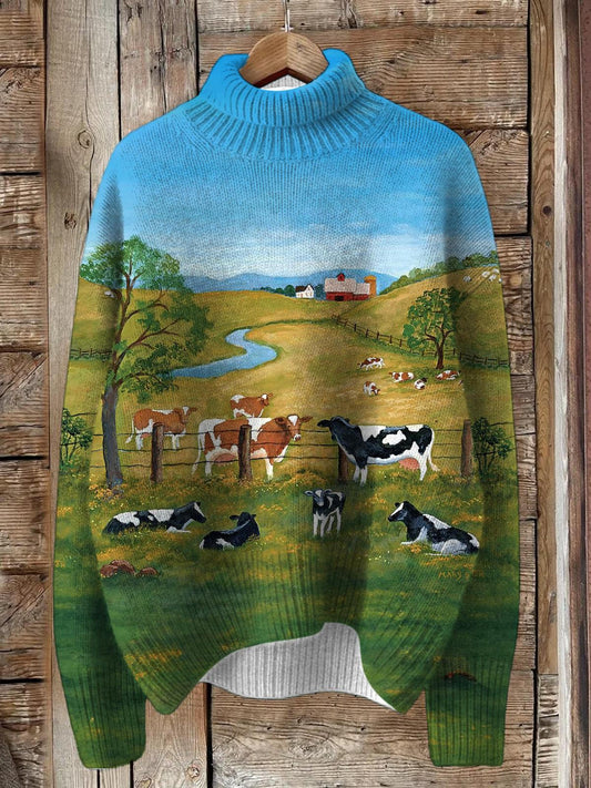 Women's Rangeland Art Turtleneck Fleece Sweatshirt