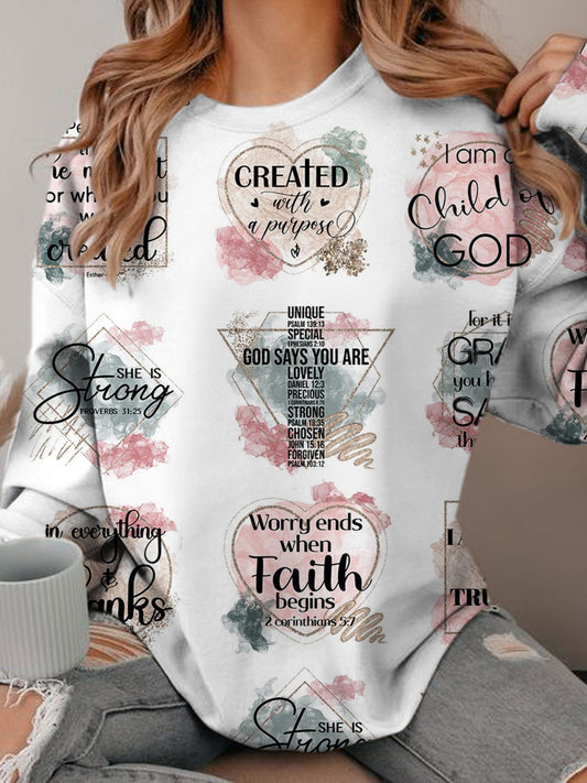 Women's Christian Faith Print Casual Top