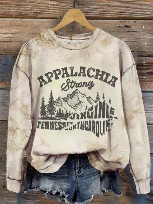 Appalachia Strong Vintage Print Casual Long Sleeve Top