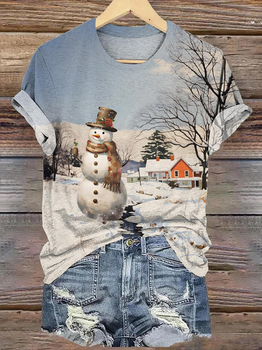 Women's Cold Snowman Crew Neck T-shirt