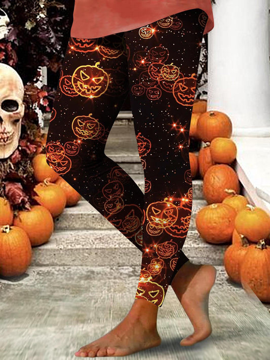 Women's Halloween Pumpkin Head Print Leggings Print Leggings