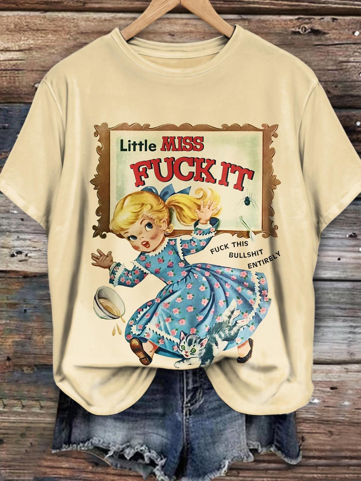 Little Miss Fuck It Retro Girls Print Casual T-shirt