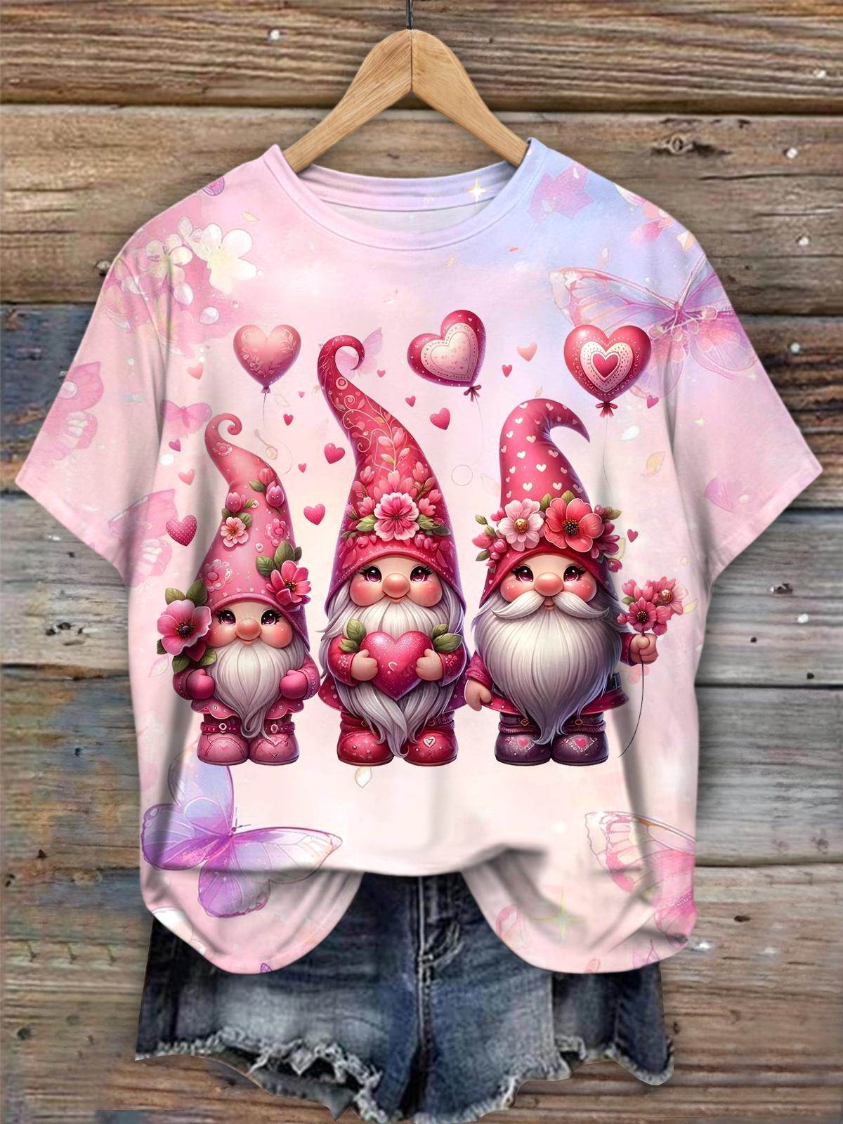 Valentines Gnomes Crew Neck T-shirt