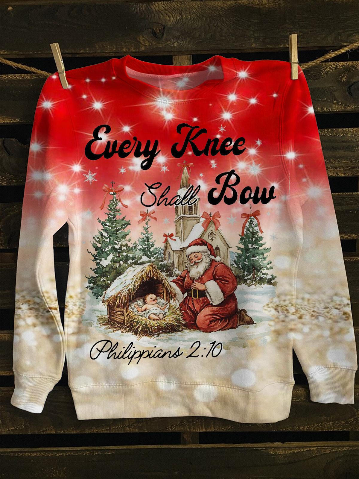 Every Knee Will Bow Faith Long Sleeve Casual Top