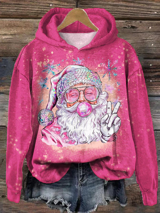 Women's Fashion Happy Santa Claus Print Long Sleeve Top