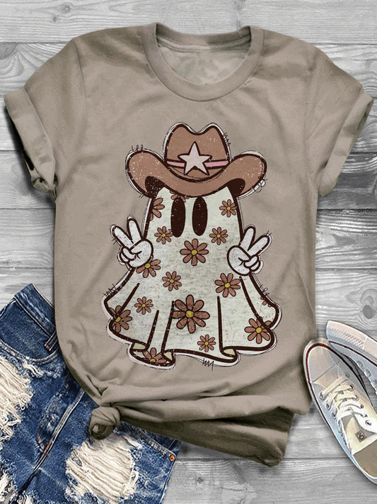 Women's Halloween Elf Western Cute Print T-shirt