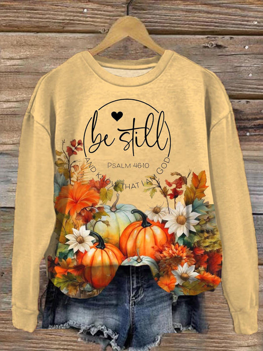 Be Still And Know That I Am God Fall Pumpkin Long Sleeve Top