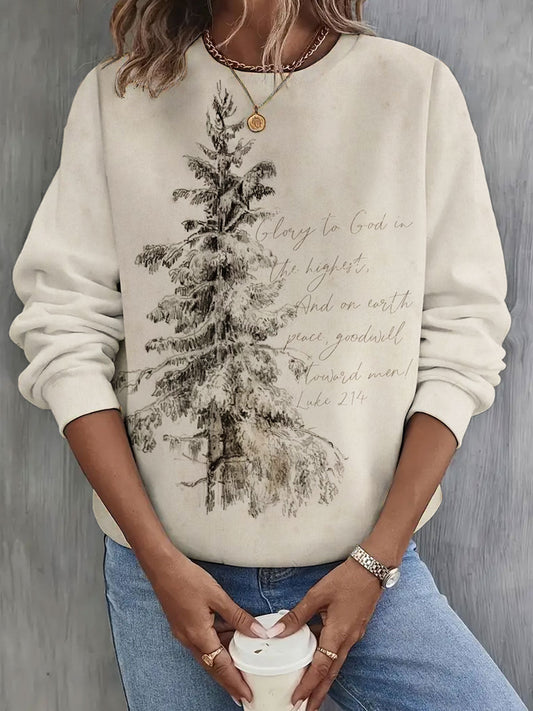 Luke 2:14 Art Print Long Sleeve Casual Top