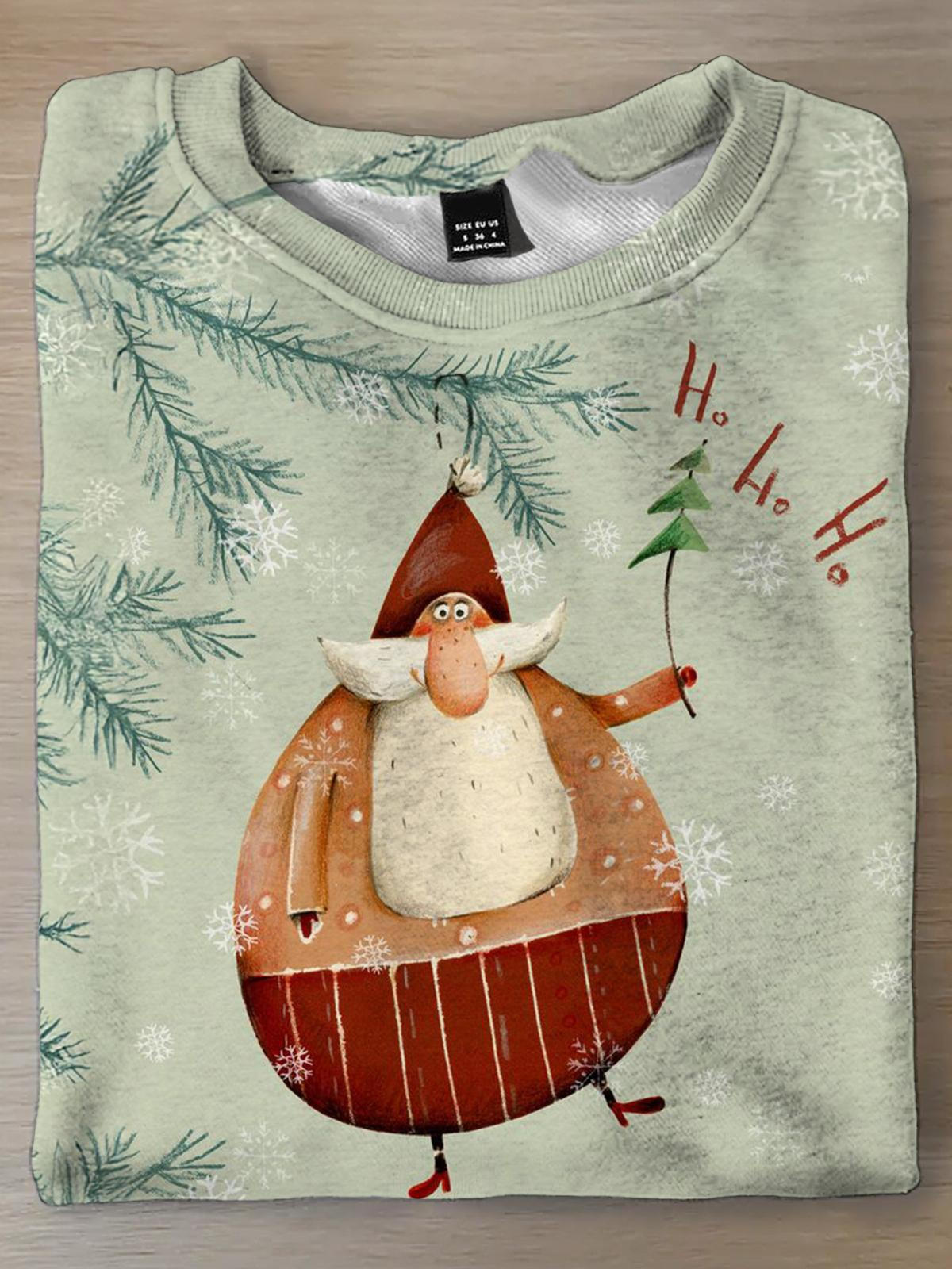 Christmas Santa Claus Funny Print Long Sleeve Top